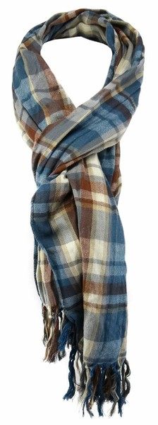 Tigertie Designer Schal In Blau Braun Beige Gemustert - Gr. 180 X 50 Cm-image