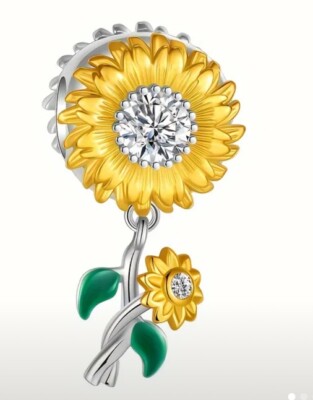 925 Sterling Silber Charm Sonnenblume