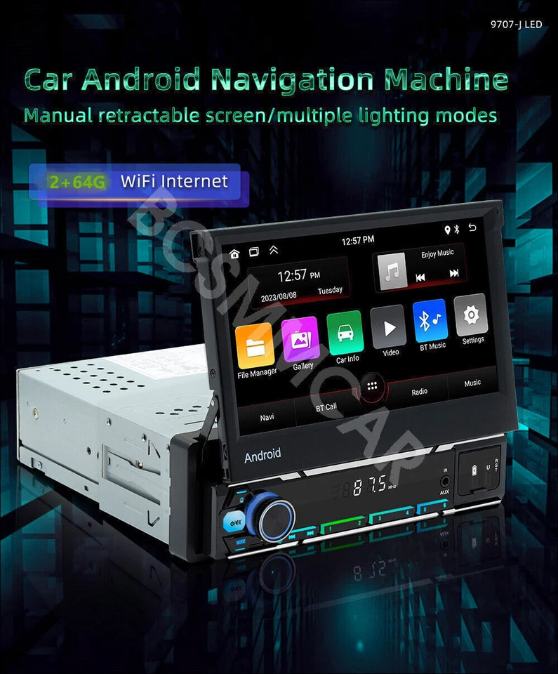 Car Stereo Radio Carplay Android 13 Single Din 7in Bluetooth GPS WIFI + Camera - Изображение 3 из 4
