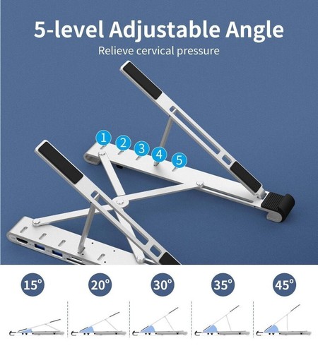 CHOETECH HUB-M43 Collapsible Laptop Stand with USB-C Hub 7-in-1 Docking Station - Picture 6 of 11