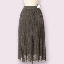 Club Monaco Gold Pleated Midi Skirt Flowy XS New with tags