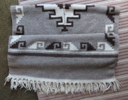 Vintage Southwest Indian Horse Serape Blanket Woven Wool Poncho 75X29 Fringe - Picture 15 of 15