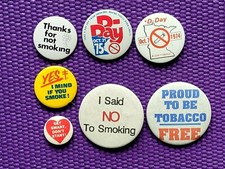 70's NO SMOKING Pinback Buttons ~ Lot of 7