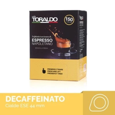 50 150 300 600 Cialde Caffè Toraldo Filtrocarta 44 mm Miscela decaffeinato Dek