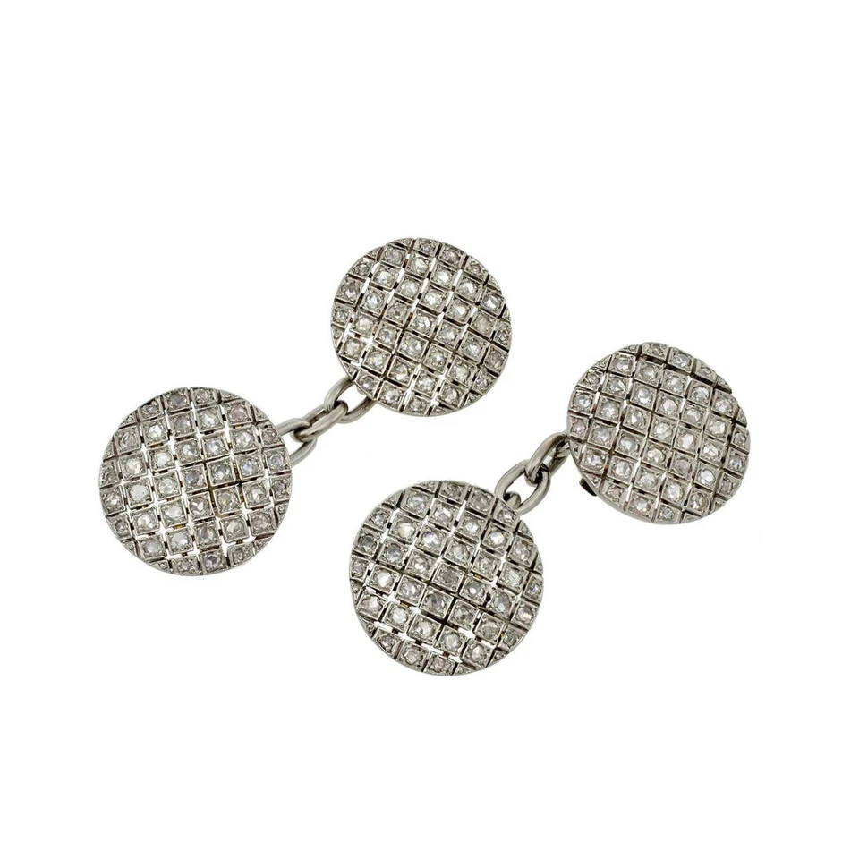 Gemelos de aniversario de oro blanco macizo de 14 k con diamantes redondos naturales de 3,05 quilates para hombre Foto 3 de 4