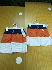 Lot Of 2 Boys Kids Cat & Jack Swim Trucks Blue/Orange/White  Size   XS 4/5  NWT