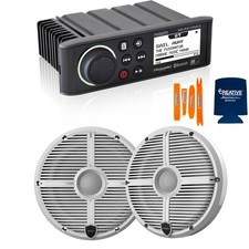 Fusion MS-RA70NSX Marine Stereo with Wet Sounds 6.5" Marine Speakers,White Grill