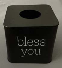 Square Tissue Box Cover (Black); Modern Farmhouse Enamelware Tissue Holder