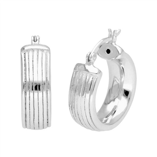 Boucles d'oreilles créoles épaisses doublées creuses en argent sterling ...