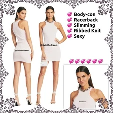 SER.O.YA JILL RIBBED RACERBACK BODY-CON MINI DRESS PINK & WHITE SZ M $168