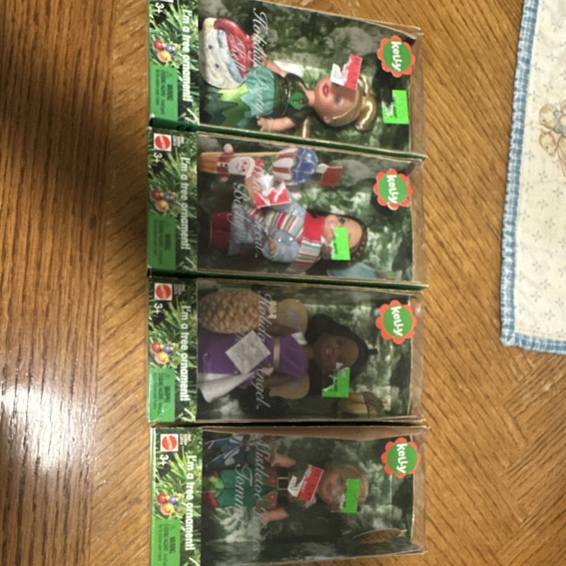 Mattel Kelly Club Christmas Hanging Doll Ornaments Lot 4 Kelly Tommy Becky