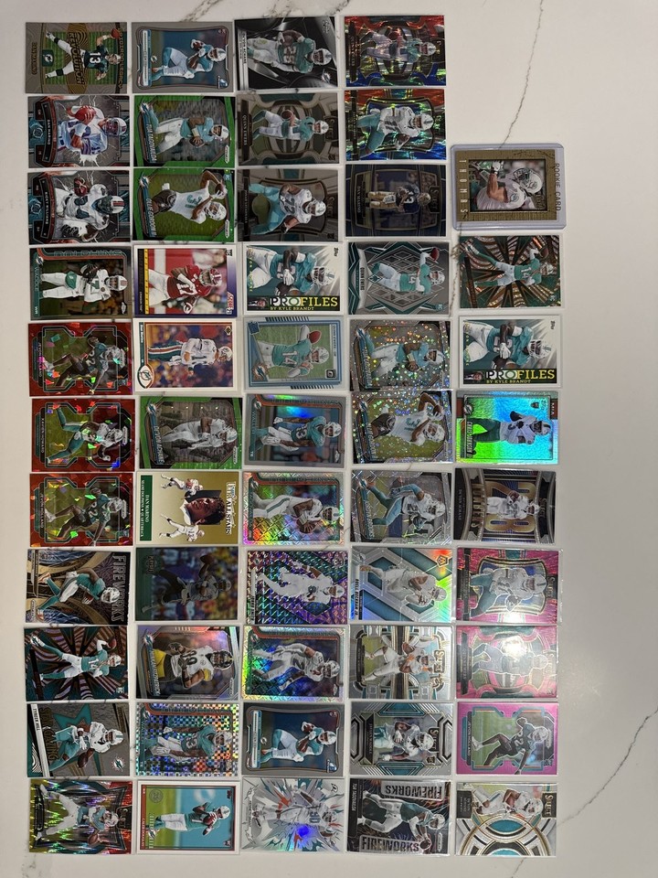 Miami Dolphins Quinn Ewers RC Tua Achane Waddle Marino Zach Thomas 53-card lot