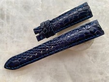 18mm/16mm Navy Blue Alligator Crocodile Print Leather Watch Strap Band