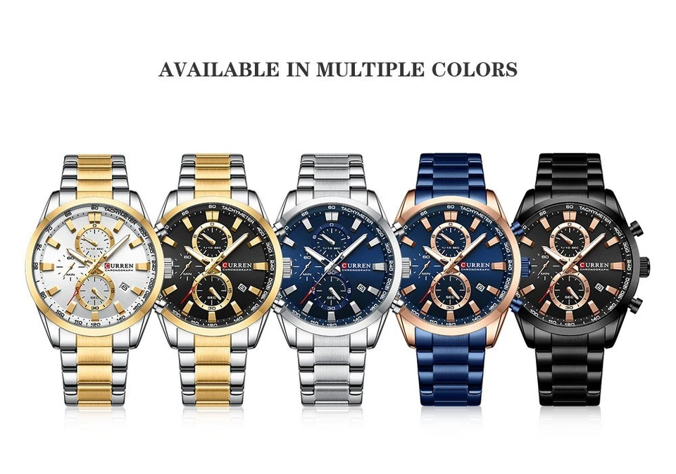 CURREN Reloj Hombre Acero Multifunción Cronógrafo Calendario Luminoso Cuarzo Regalo Foto 3 de 4