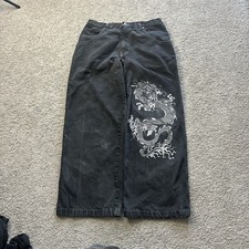 Vintage Jnco Jeans Black Dragon Yin Yan Y2K Baggy Wide Leg Men s Sz 34x28