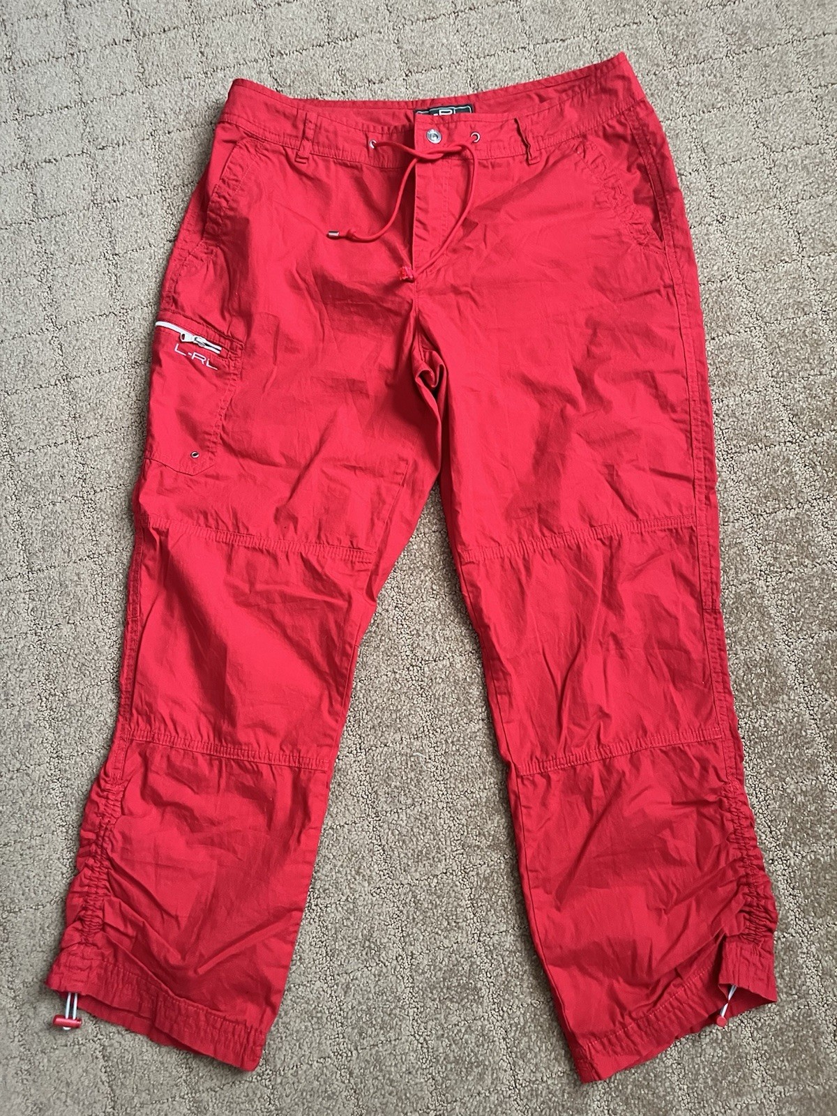Ralph Lauren LRL Lauren Active Red light drawstring cotton cargo  Pants Size 8
