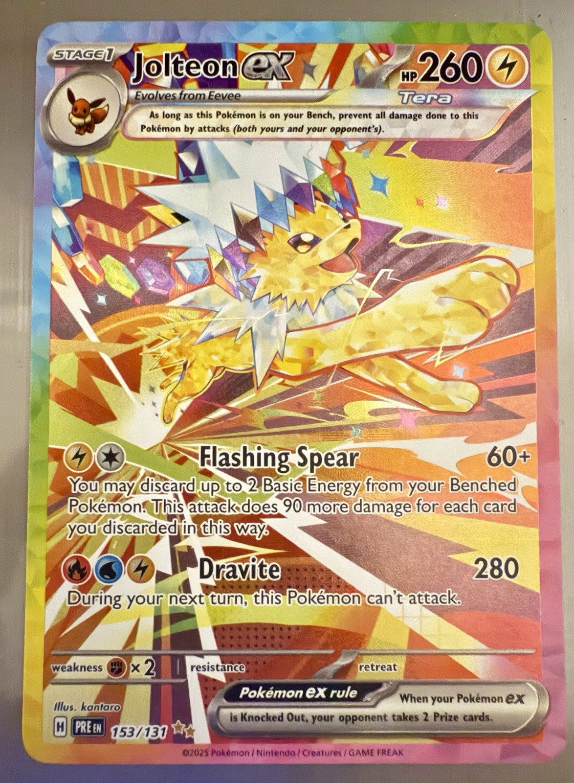 Pokemon TCG Jolteon Ex 153 SIR SV: Prismatic Evolutions 2025 NM/SINGLE