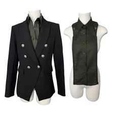 NWT Brunne DICKEY Compatible with Veronica Beard Blazer Button Down Shirt 00-14