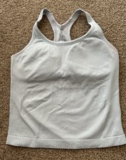 Attraco Lt. Blue Ribbed Built In Bra Racerback Active Tank Top Women's Size S
