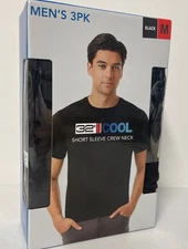 32 Degrees Cool Men's 3 Pack Short Sleeve Crew Neck Tee T-Shirt BLACK MEDIUM Wic