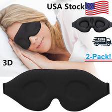 2x 3D Travel Silk Eye Mask Sleeping Soft Padded Shade Cover Rest Relax Blindfold