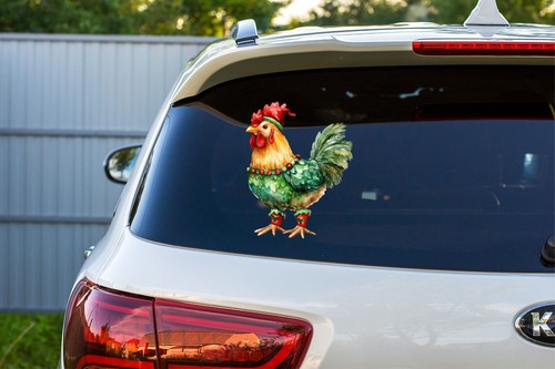 Colourful Christmas Chicken Wall Art Bedroom Nursery Vinyl Sticker ...