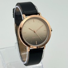 Women's NINE WEST 9W Rose Gold Tone Classic 37mm Watch, Black Band, NW/2346