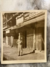 Antique Vintage Photograph Man On Street In WW2 Army Uniform