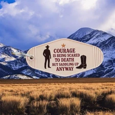 Courage Saddle Up Key Tag - Inspirational John Wayne Quote Keychain