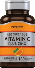 Absorbable Vitamin C | 180 Softgels | Plus Zinc | by Piping Rock