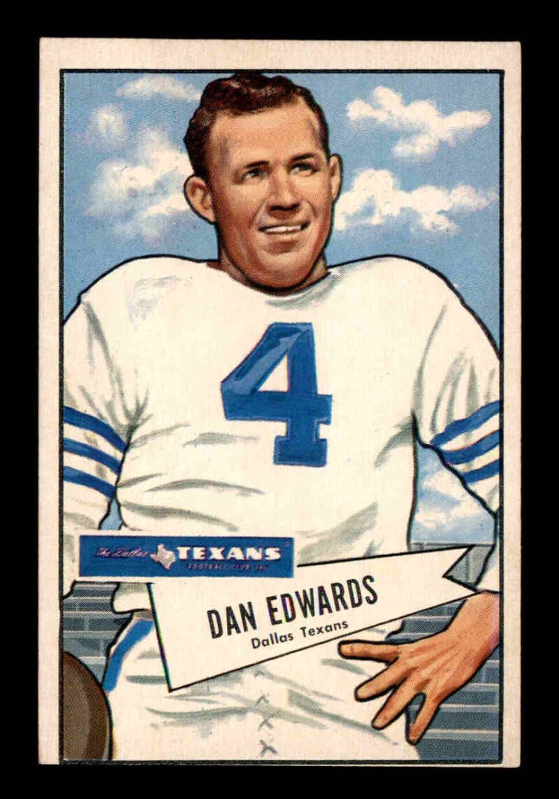 Dan Edwards #77 Football Cards 1952 Bowman Large trading card — raw and PSA graded price guide