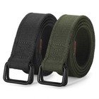 Men Canvas Fabric Belts Casual Web Cloth Belts with Black Double Buckle 2 Pack