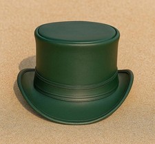 Sombrero Steampunk de Cuero Verde: Cosplay Gótico Victoriano Disfraz Sombrero