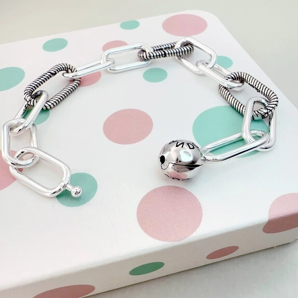 16 см / 6,3 дюйма серебро 925 ME коренастый ссылка браслет с брелоками 598373 без коробки - Изображение 2 из 4