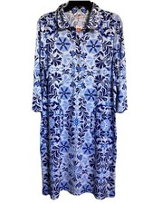 Jude Connally Susanna Dress Jude Cloth Terrace Geo Border Blue XXL NWT $218