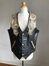 STUNNING VTG 100 Genuine Leather Vest Black  Snake Skin Leon GTO Mexico SZ 44