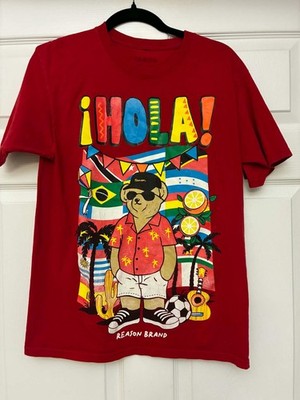 Reason Brand Hola Graphic T Shirt Mens Medium Red Bear Streetwear Tee