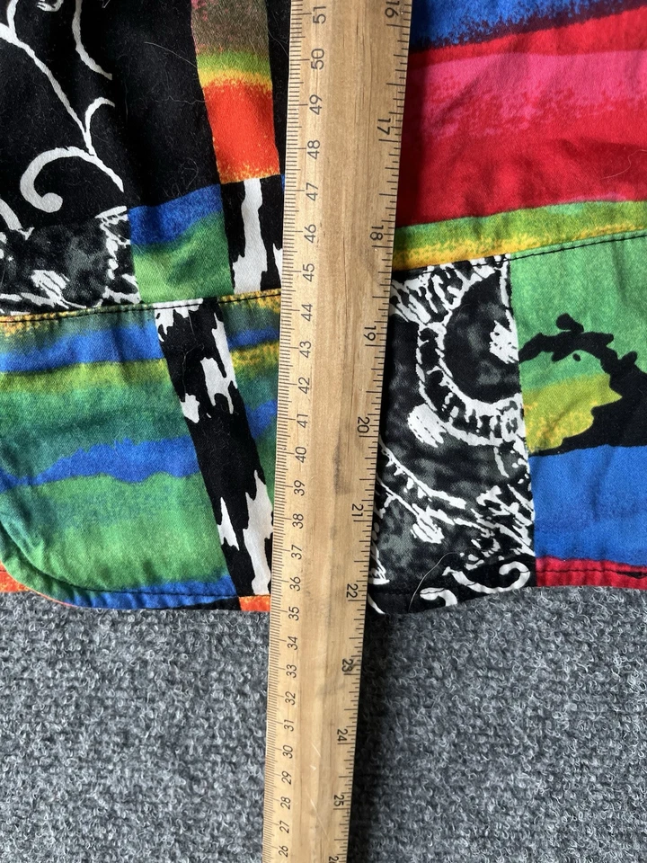 Top vintage Erin London para mujer cremallera completa parche bloque multicolor años 90 talla grande Foto 4 de 4