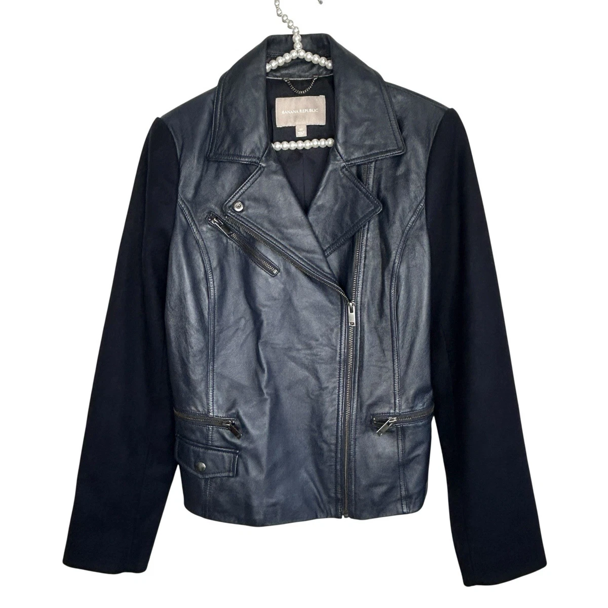 Banana Republic Blue Leather Outer Shell Coats, Jackets & Vests