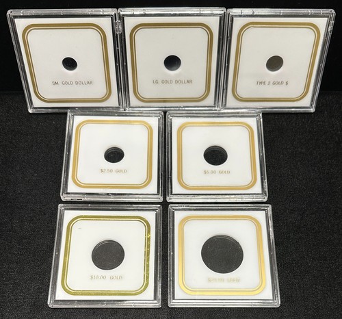 Capital Plastics Gold Coin Holders - All Different 3.3 x 3.3 Square - Group of 7