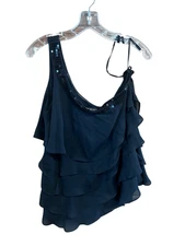 Lane Bryant One Shoulder tiered sequence blouse Sz 14 Black NWT