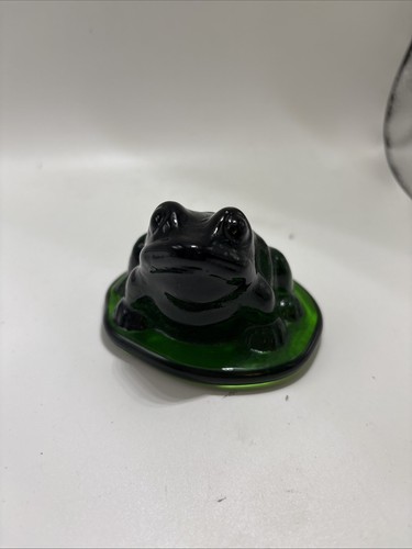 Green Glass Frog Paperweight Vintage Dark Green - 第 9/13 張圖片