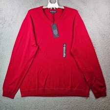 $99 NWT Hart Schaffner Marx 3XT 3X Tall Sweater Men Merino Wool V-Neck Red