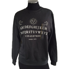 Ouija Women's Board Game Sweatshirt Pullover Crew Neck Womens Small Dark Gray