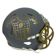 Justin Tucker & Brandon Aubrey Signed NFL Logo Slate Mini Helmet BAS Wit COA
