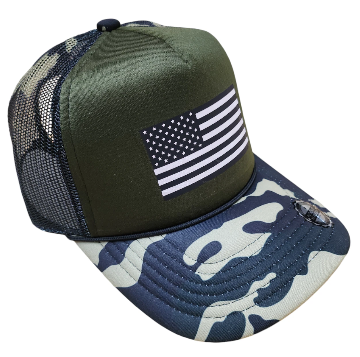 USA AMERICAN Flag Hat Tactical Military Snapback green Mesh Trucker Baseball Cap