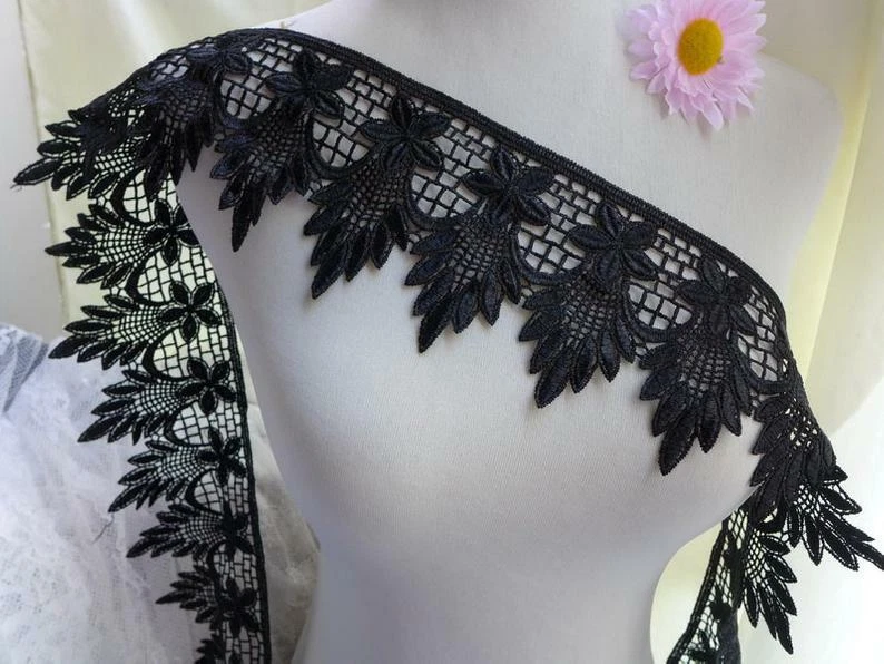 Black venice lace trim by the on sale yard