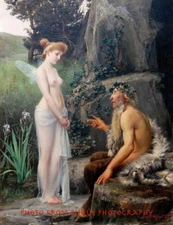 Goddess Psyche Talks with Pan 8.5x11" Photo Print Ernst Klimt Fairy Wings Art