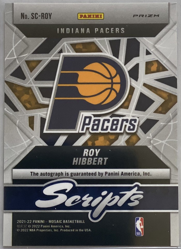 2021-22 Panini Mosaic Gold Scripts Autograph Auto #SC-ROY ROY HIBBERT ...