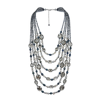 Midnight Paradise Pearl and Crystal Multi Strand Necklace